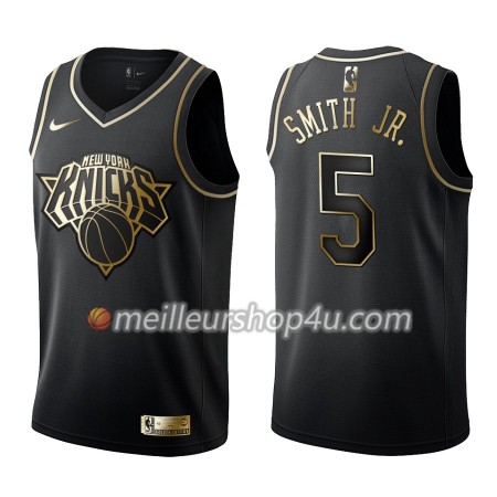 Maillot Basket Homme New York Knicks Dennis Smith Jr. 5 Nike Noir Gold Edition Swingman